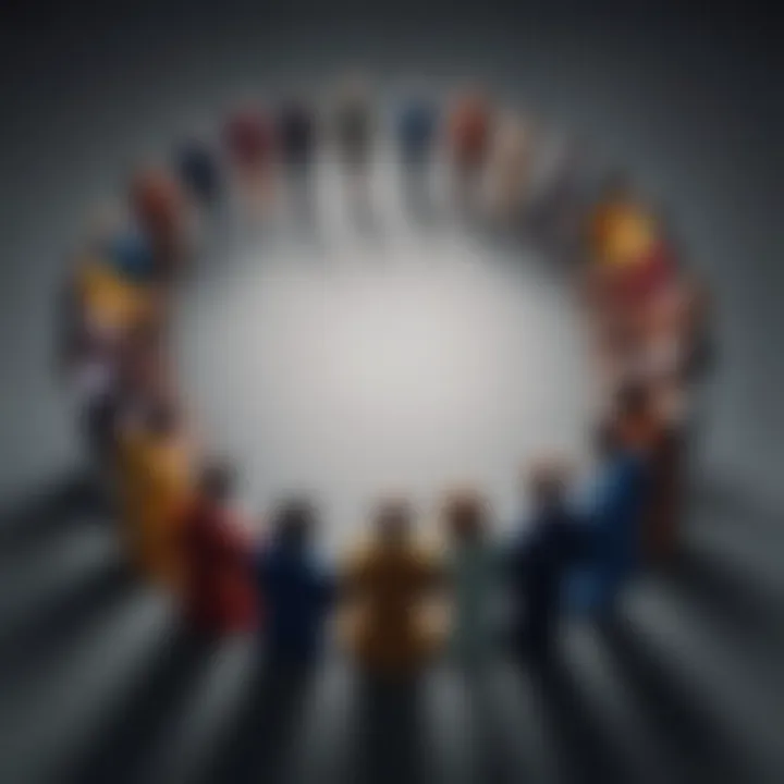 Artistic portrayal of diverse silhouettes merging into a supportive circle