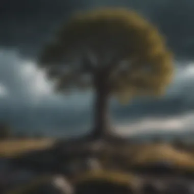 Solitude Amidst Turmoil Lonely tree under stormy skies