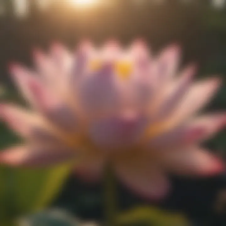 Lotus flower blooming at sunrise