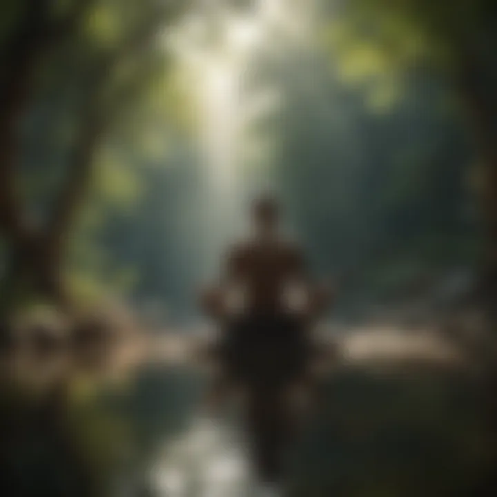 Person meditating in a serene environment