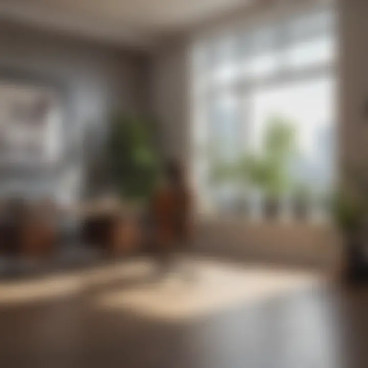 Person practicing mindfulness in a serene office setting