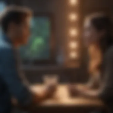 Meaningful Conversation Depiction of two individuals engaging in a meaningful online conversation