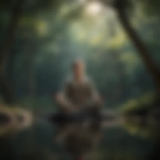 Person meditating in serene environment