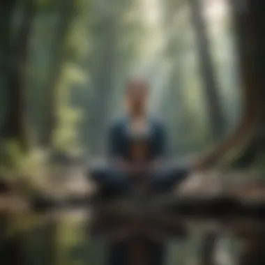 Person meditating in serene setting