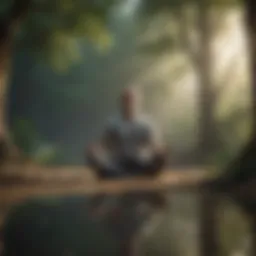 Illustration of a person meditating in a serene environment