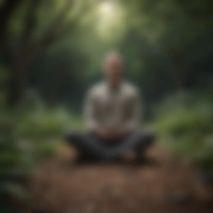 A person meditating in a peaceful garden