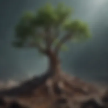 Cultivating Resilience An abstract representation of resilience through a strong tree weathering a storm
