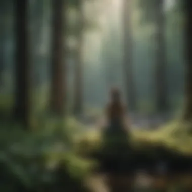 Person enjoying a peaceful moment in a lush forest