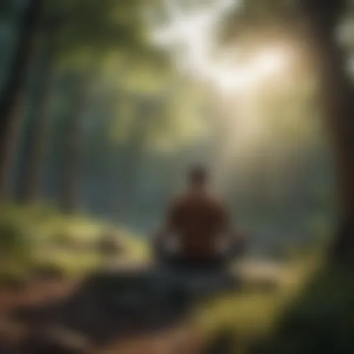 Person meditating in nature