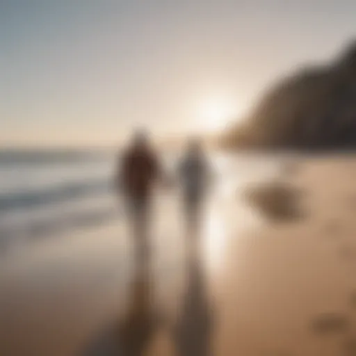 Mature couple walking hand in hand on a serene beach