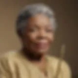 Maya Angelou with a golden pen