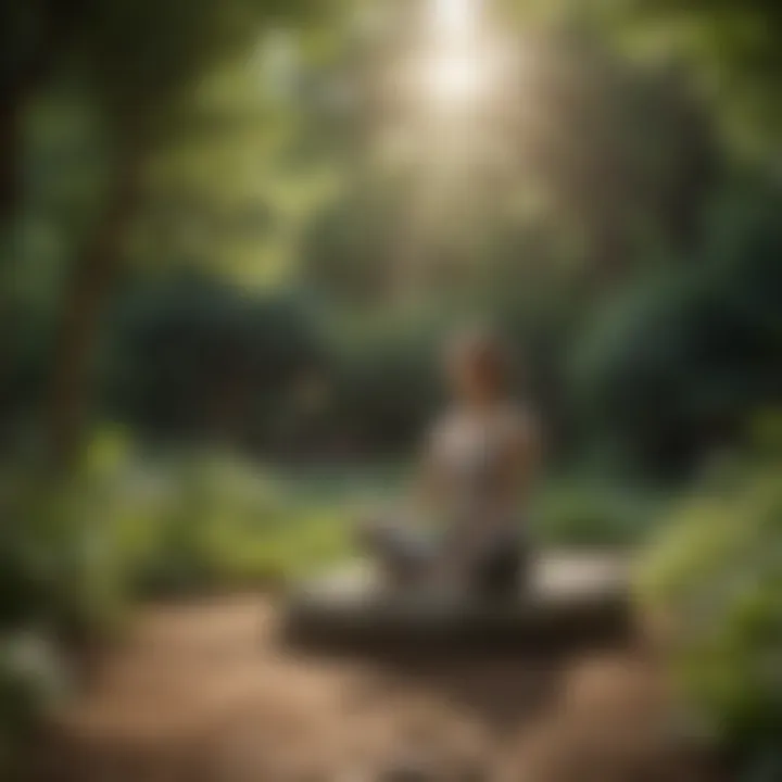 Person meditating in a peaceful garden setting