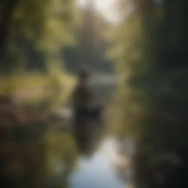 Person meditating by a peaceful lake