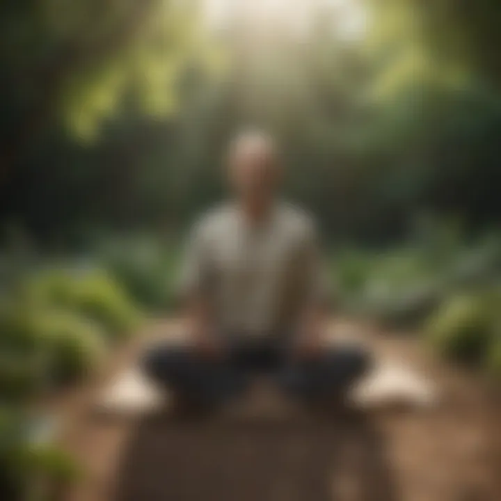 Person meditating in a peaceful garden