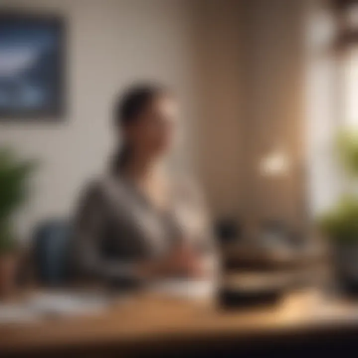 Employee practicing mindfulness at their workstation