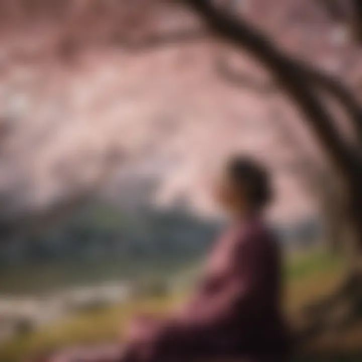 Meditation under the cherry blossom tree