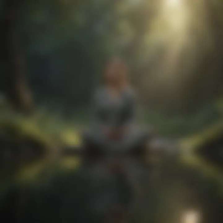 A person meditating in a tranquil environment