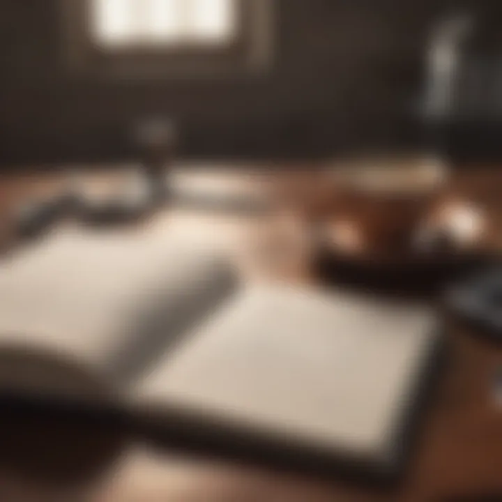 Close-up of a journal with mindfulness notes