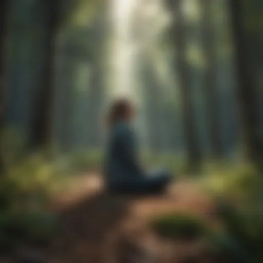 Illustration of a person sitting cross-legged in a serene forest setting