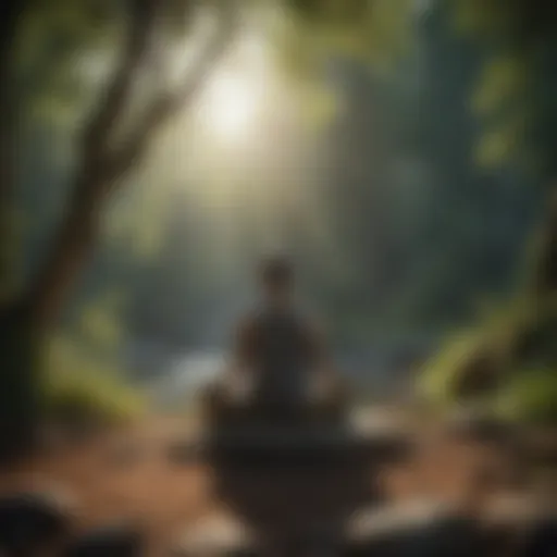 Person meditating in a serene natural setting