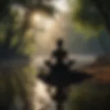 Silhouette of person meditating in serene nature setting