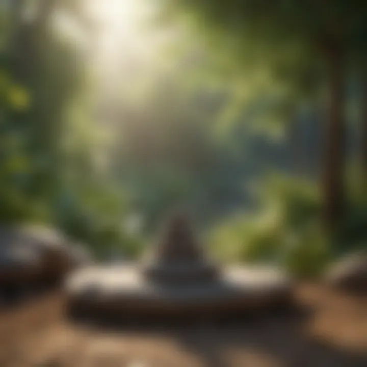 Illustration of a tranquil outdoor meditation space