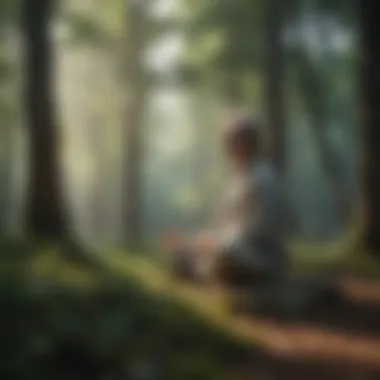 Person meditating in a peaceful forest