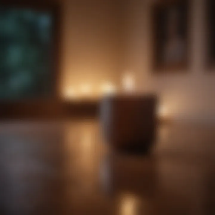 Meditation room with soft glowing candle