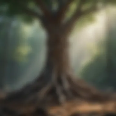 Roots of Resilience: Strength in Mindfulness Artistic visualization of resilience represented by a strong tree