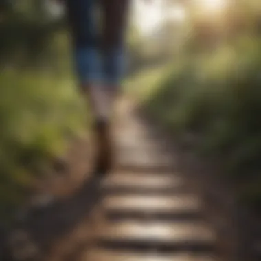 Connecting with the Earth Close-up of feet walking on a nature trail