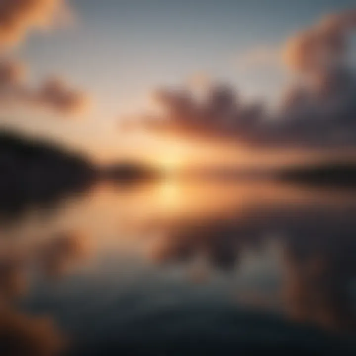 Meditative Sunset: A tranquil scene of the sun setting over calm waters