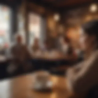 Networking Over Coffee A vibrant coffee shop atmosphere with individuals networking