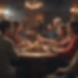 A diverse group engaged in conversation at a social event