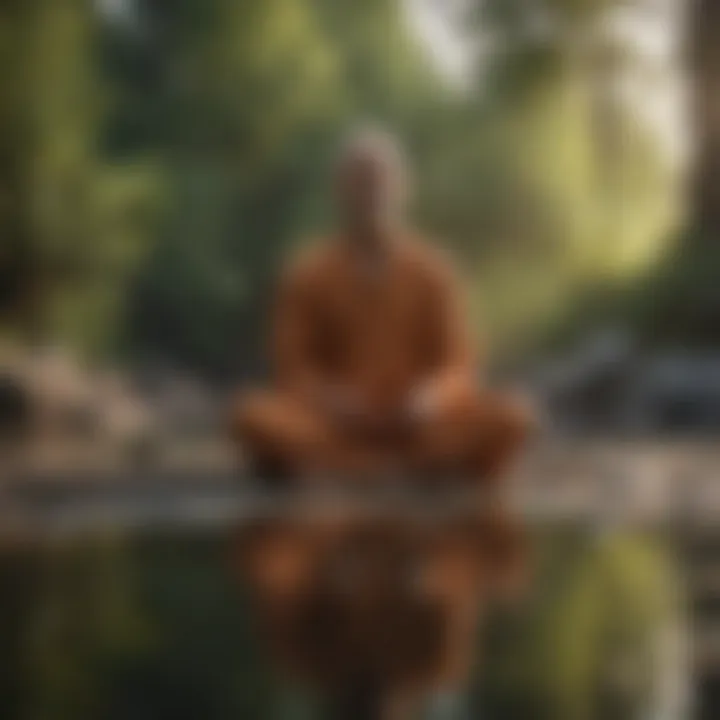 A person meditating in a tranquil setting, embodying mindfulness