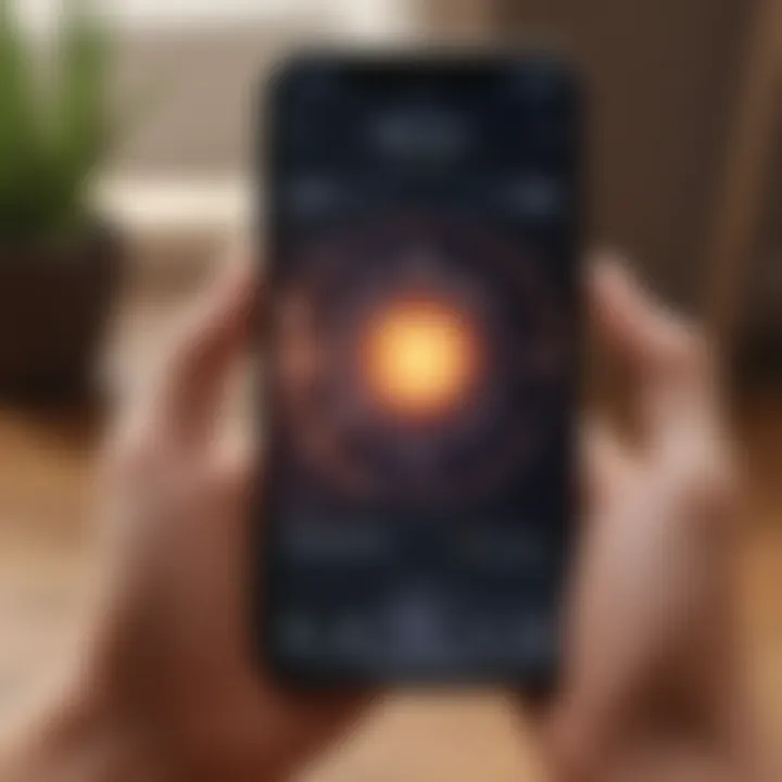 A close-up of a smartphone displaying a meditation app interface.