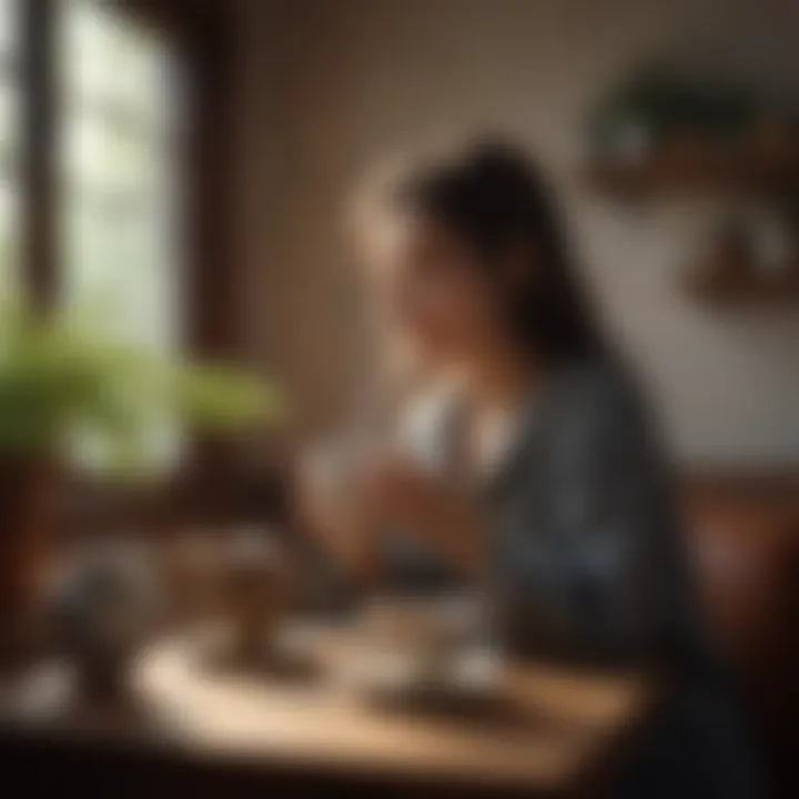 Person sipping herbal tea in a cozy nook