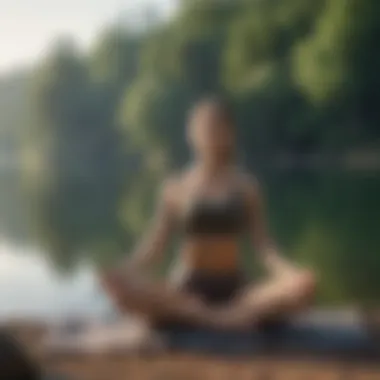 Mindful person practicing yoga by the lake