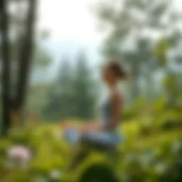 Meditative posture with focus on breathing amidst nature