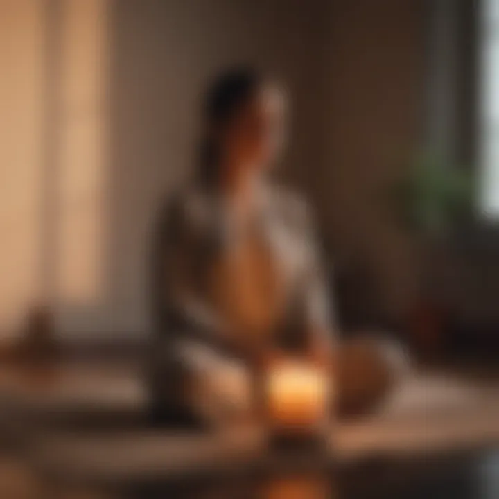 A person meditating with a candle, representing mindfulness in difficult times