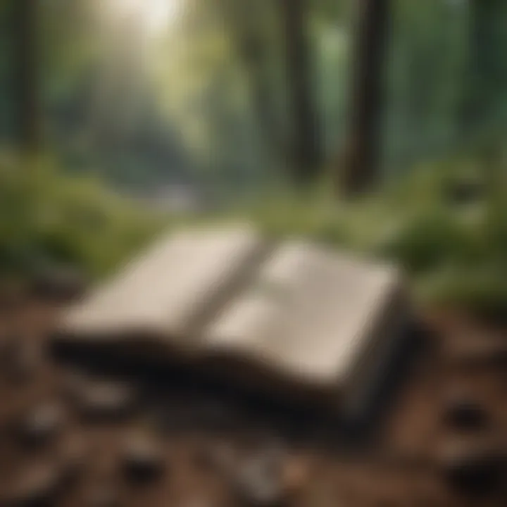 A journal open with nature in the background