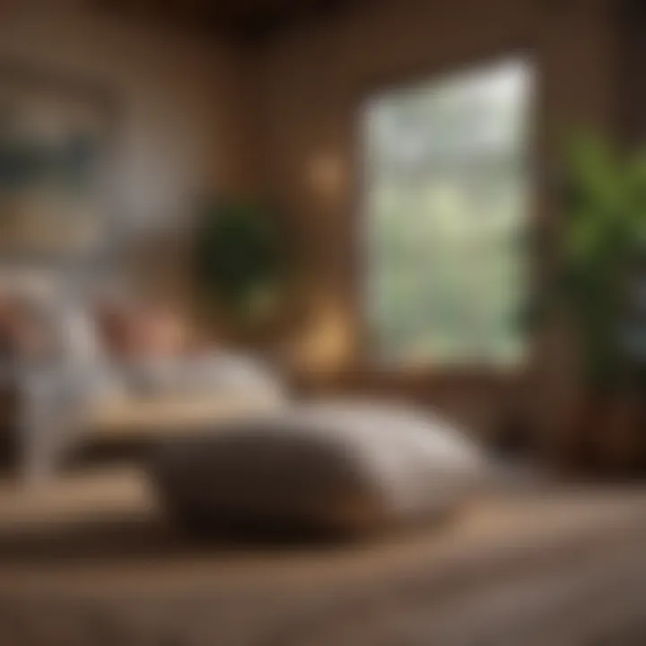 A peaceful meditation space with cushions