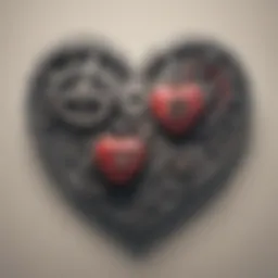 An abstract representation of intertwined hearts and gears symbolizing the connection between motivation and love.