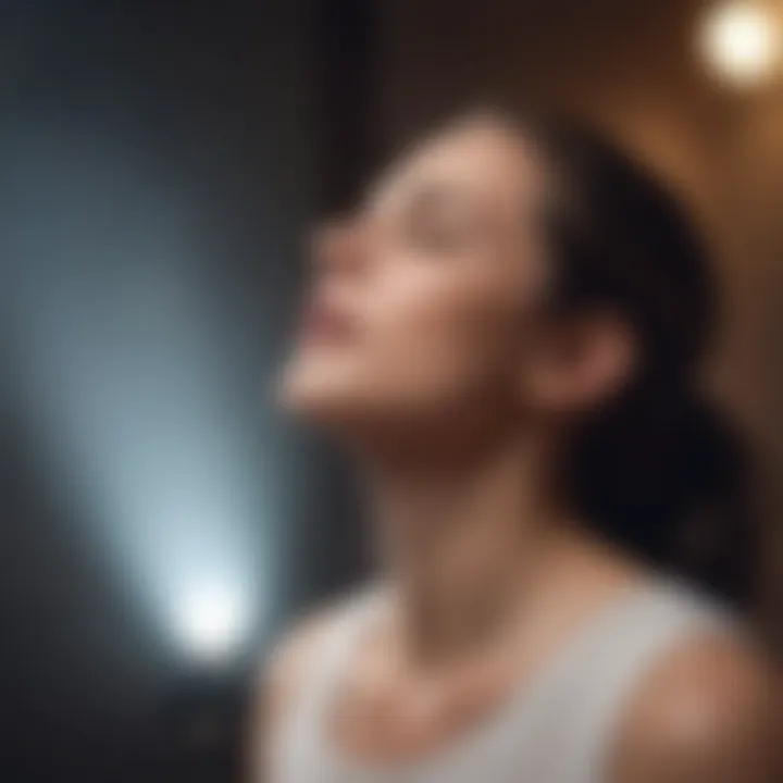 Relaxing scene with a person practicing breathing techniques