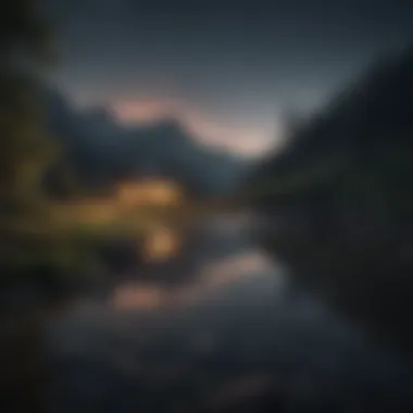 Tranquil Nighttime Landscape A serene nighttime landscape promoting tranquility.