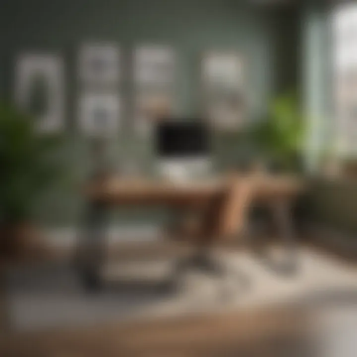 Nature-inspired office decor with calming colors