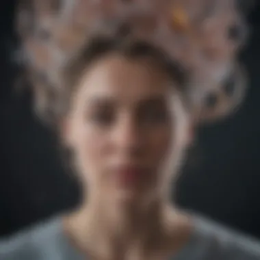 The Mind's Turmoil An abstract representation of the mind with swirling thoughts