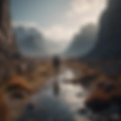 A lone figure standing on a vast, empty landscape