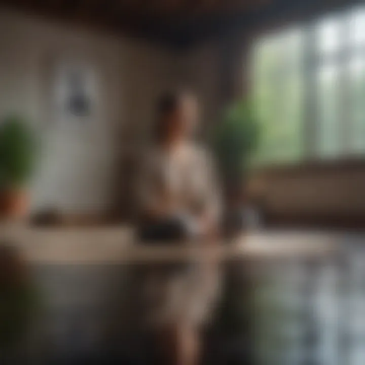 A meditative space with soft lighting and tranquil elements, inviting mindfulness