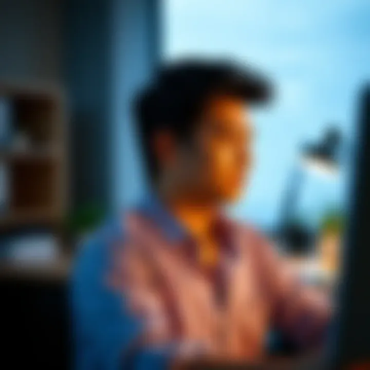 An individual engaging in mindfulness exercises at work