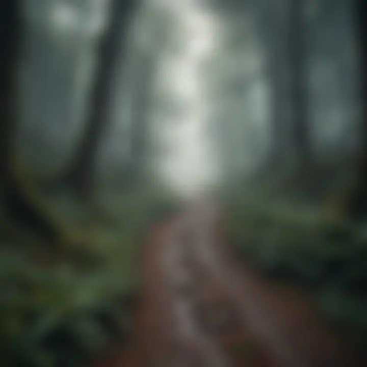 A serene landscape depicting a winding path through a foggy forest, symbolizing a journey through uncertainty.